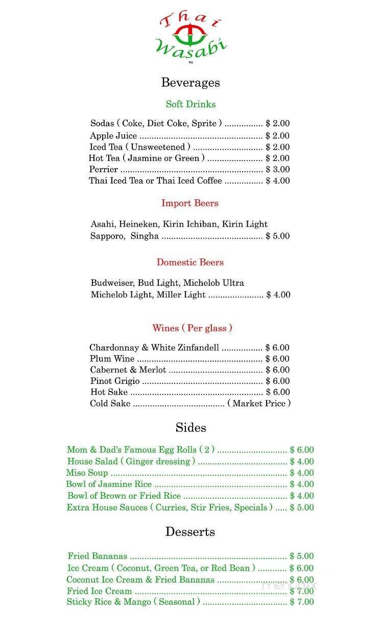 Thai Wasabi - Bradenton, FL menu_pic