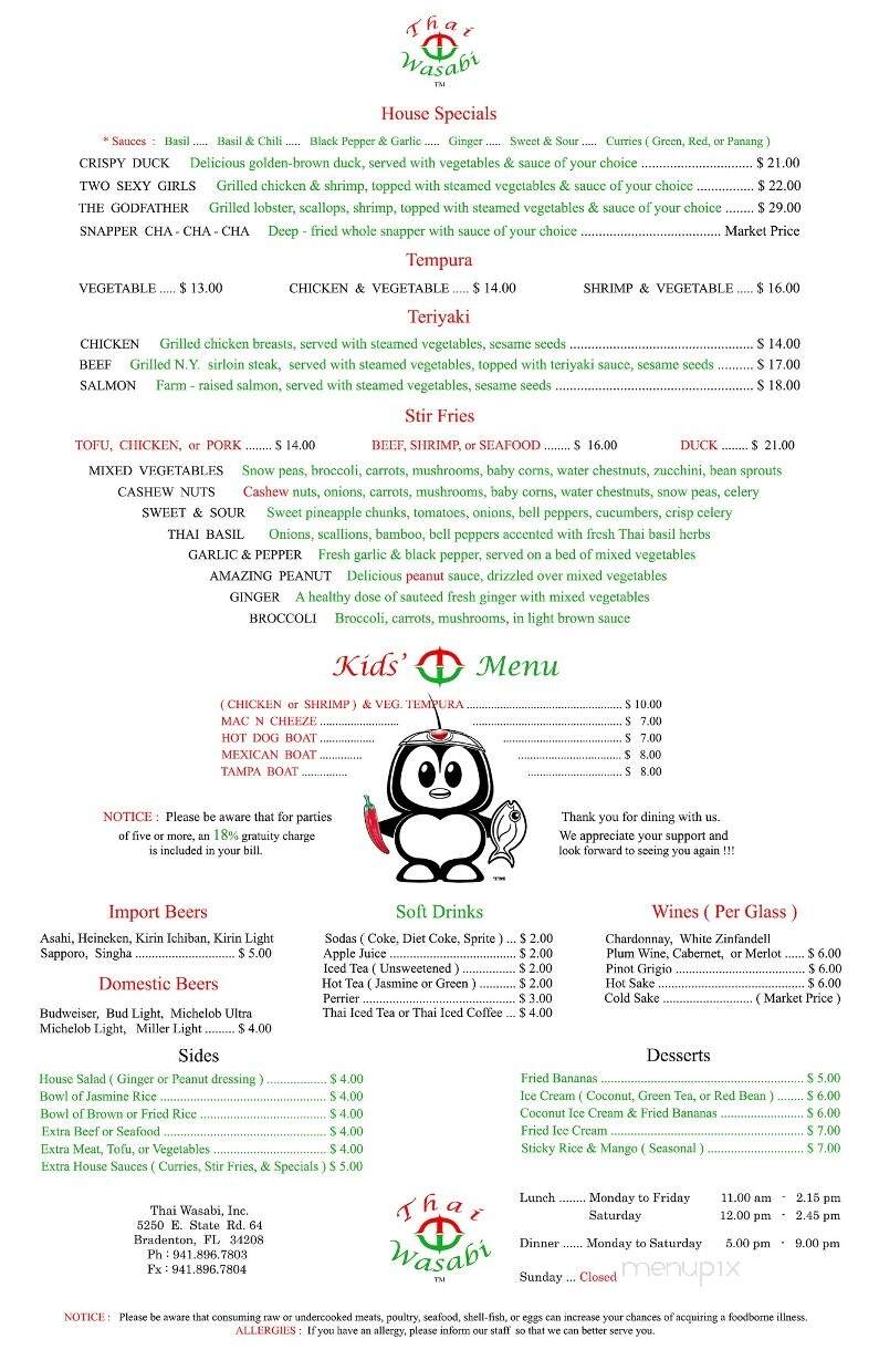 Thai Wasabi - Bradenton, FL menu_pic