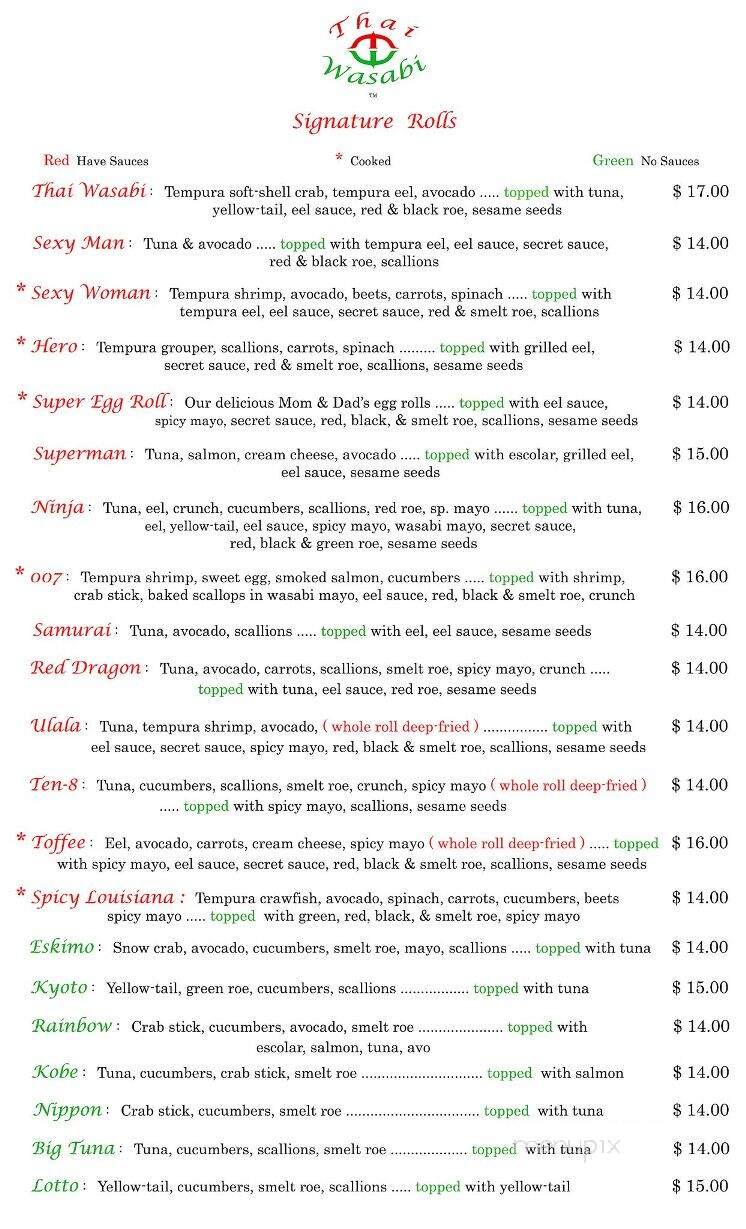Thai Wasabi - Bradenton, FL menu_pic