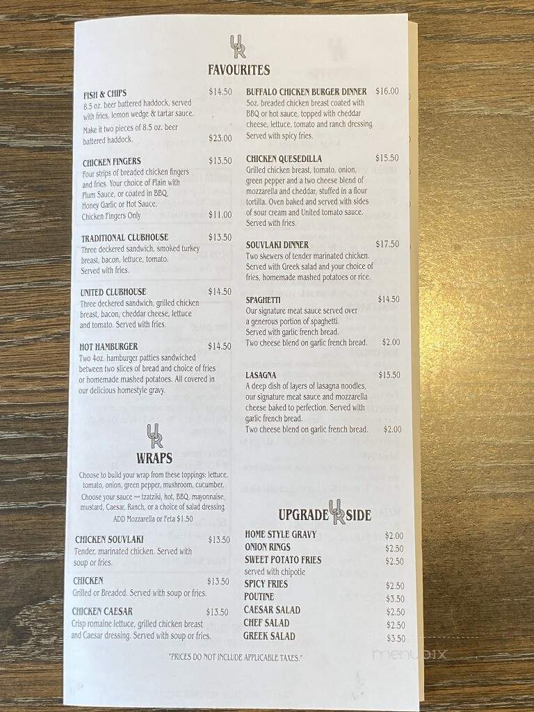 United Restaurant Inc - Deseronto, ON menu_pic