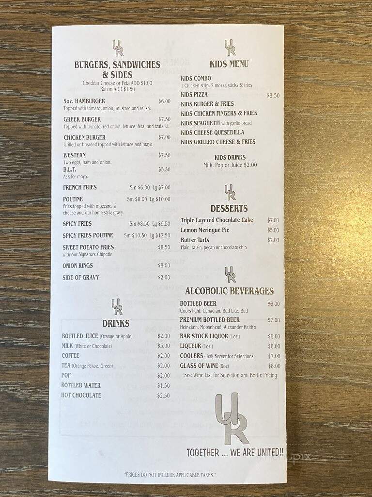United Restaurant Inc - Deseronto, ON menu_pic