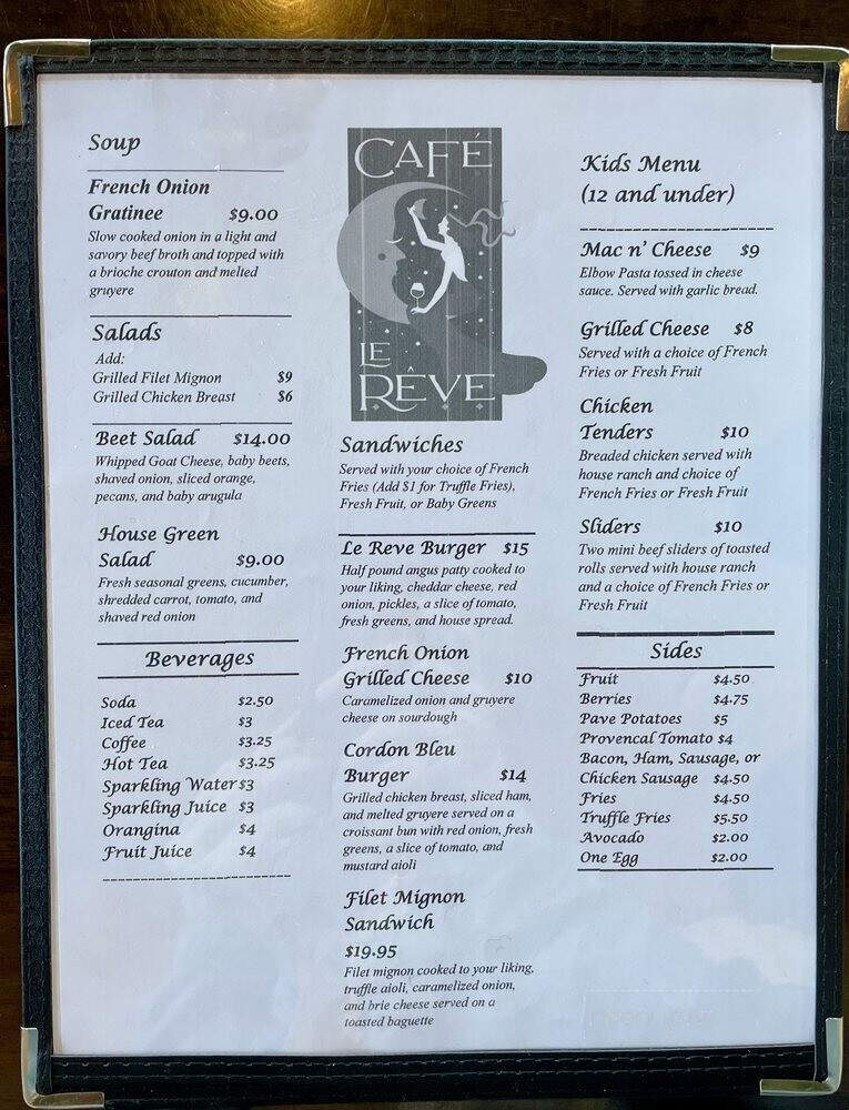 Cafe Le Reve - Riverside, CA menu_pic