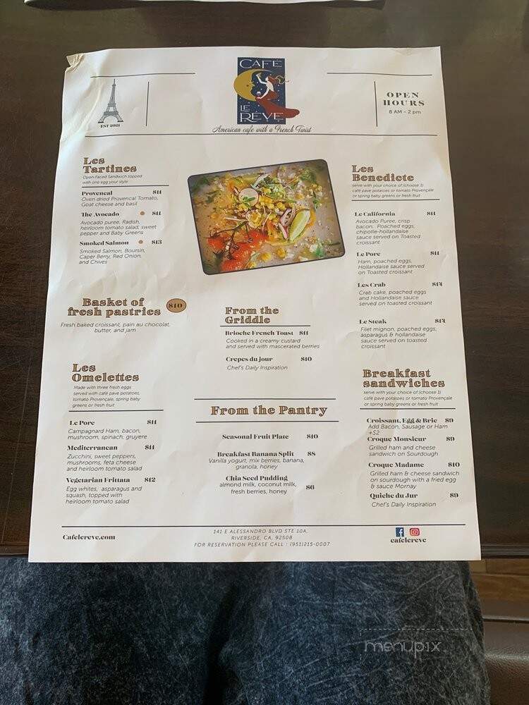 Cafe Le Reve - Riverside, CA menu_pic