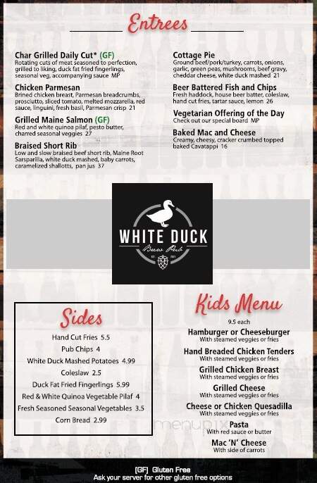 White Duck Brew Pub - Winthrop, ME menu_pic