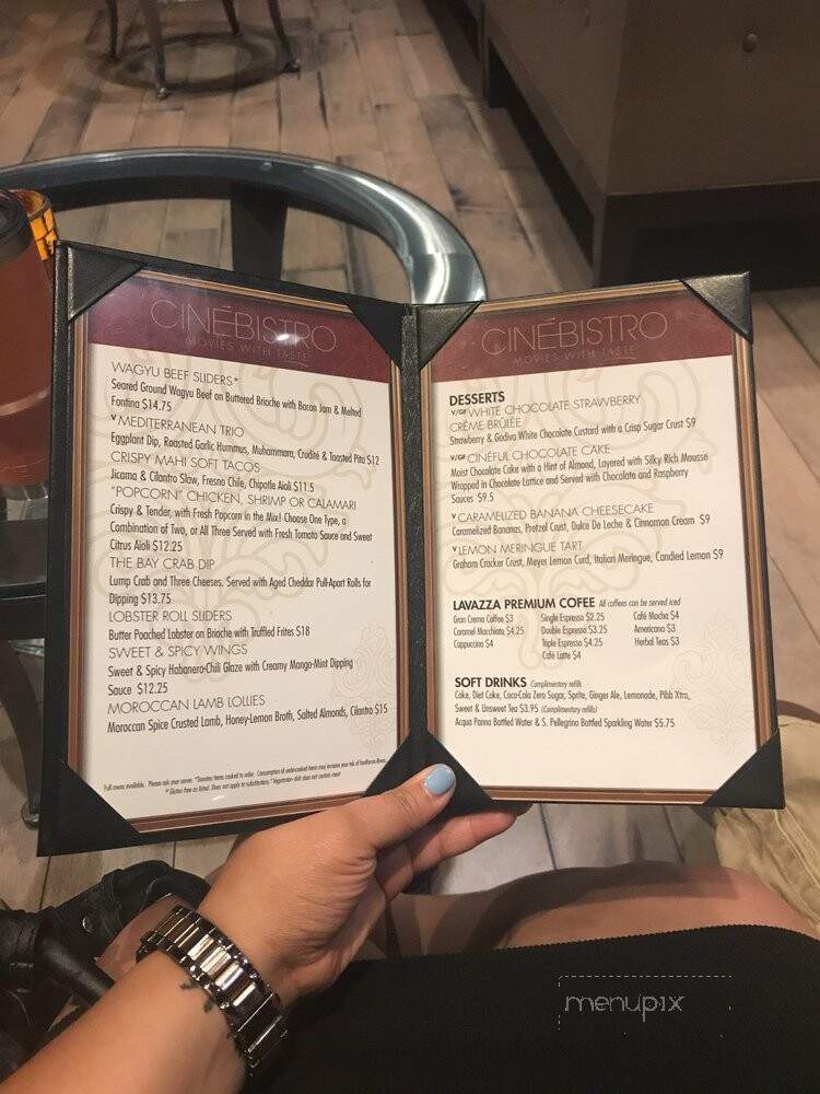 Cinebistro at Waverly Place - Cary, NC menu_pic