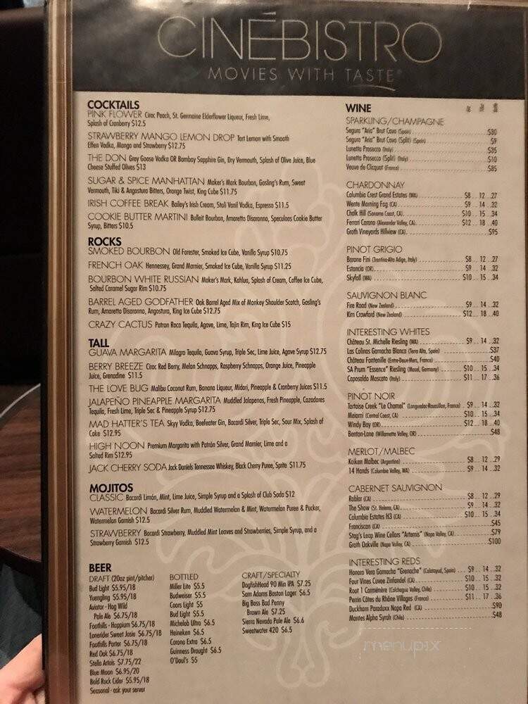 Cinebistro at Waverly Place - Cary, NC menu_pic