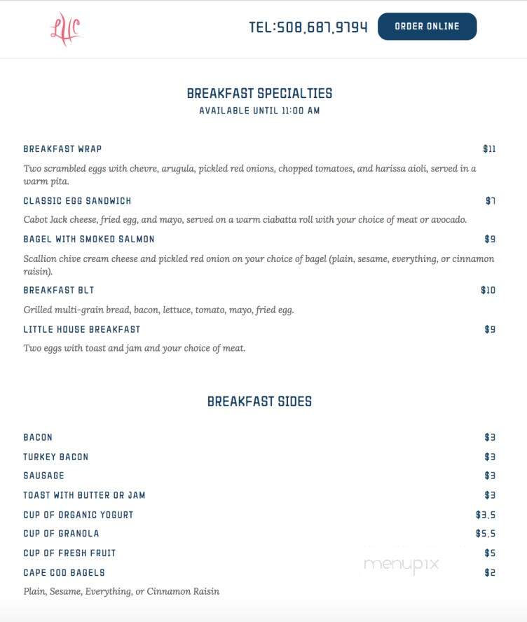 Little House Cafe - Vineyard Haven, MA menu_pic