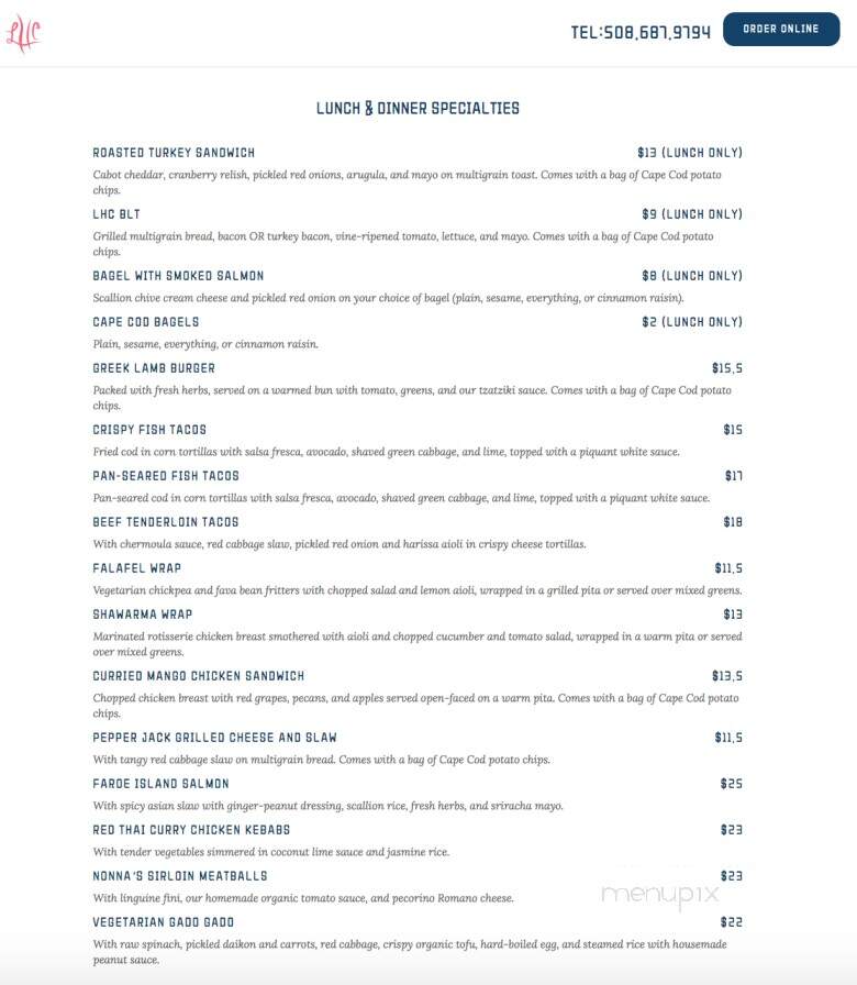 Little House Cafe - Vineyard Haven, MA menu_pic
