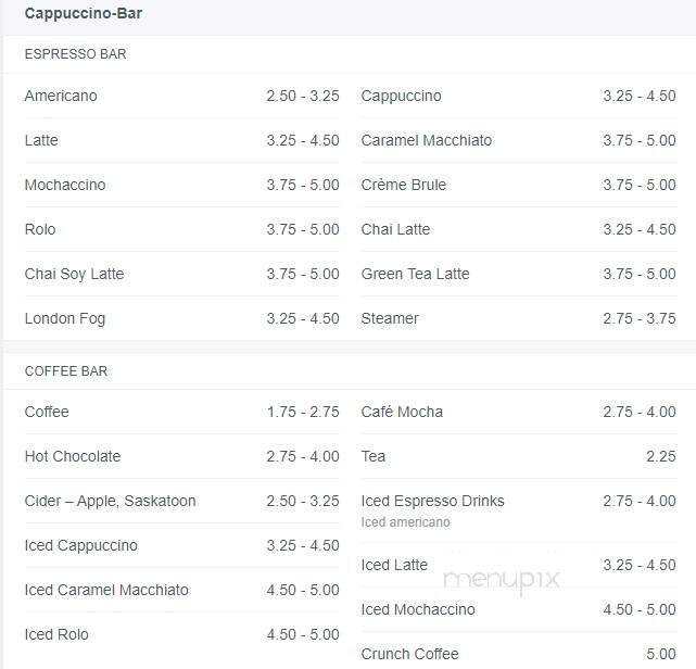 Bean Brokers Cappuccino Bar - Olds, AB menu_pic