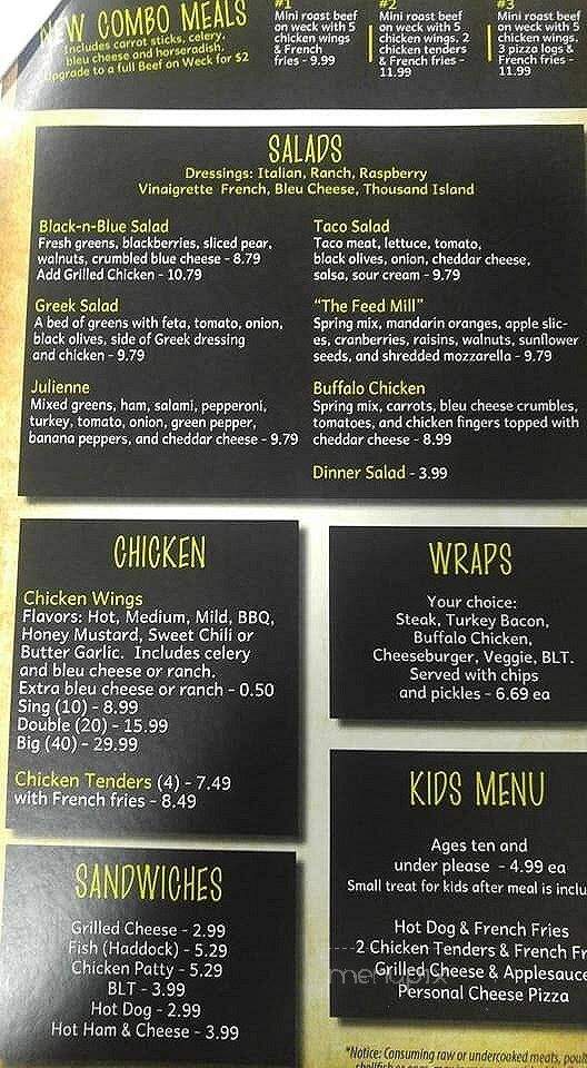 The Jenny Lee Feed Mill - Cattaraugus, NY menu_pic