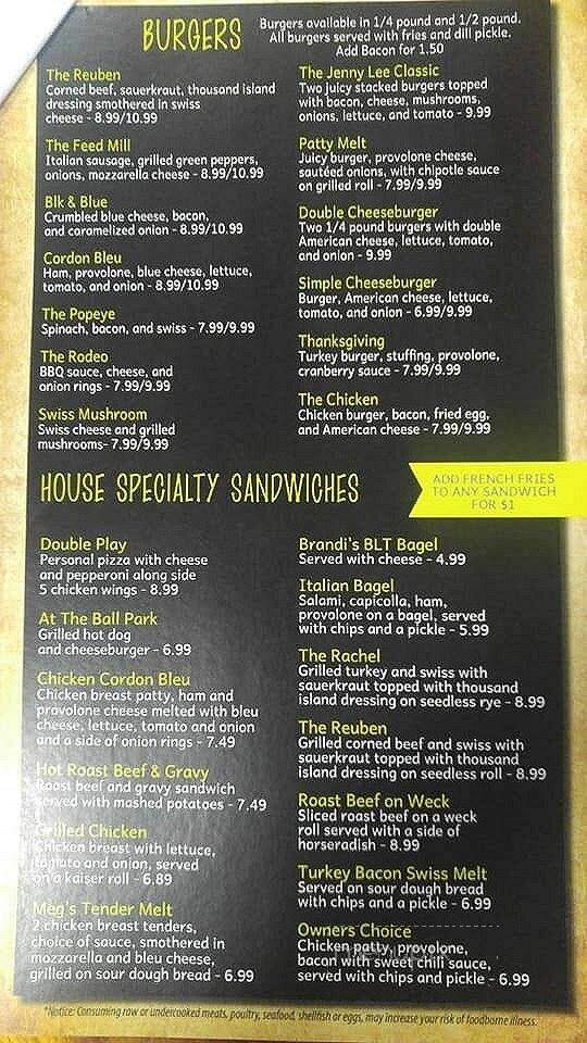 The Jenny Lee Feed Mill - Cattaraugus, NY menu_pic