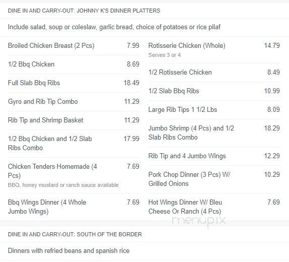 Johnny K's Patios Gyros Carry - Lansing, IL menu_pic