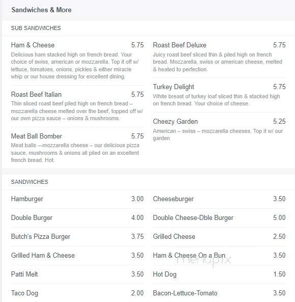 Butch's Pizza - Quincy, MI menu_pic