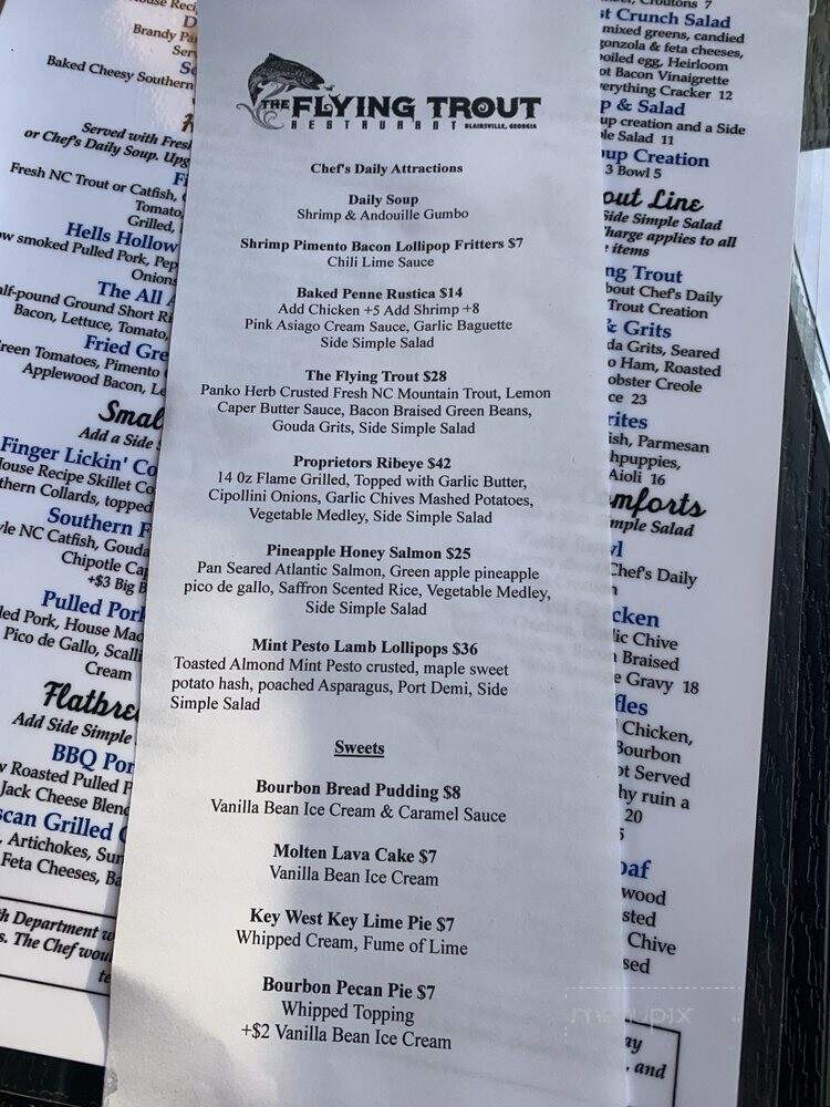 The Flying Trout Restaurant - Blairsville, GA menu_pic