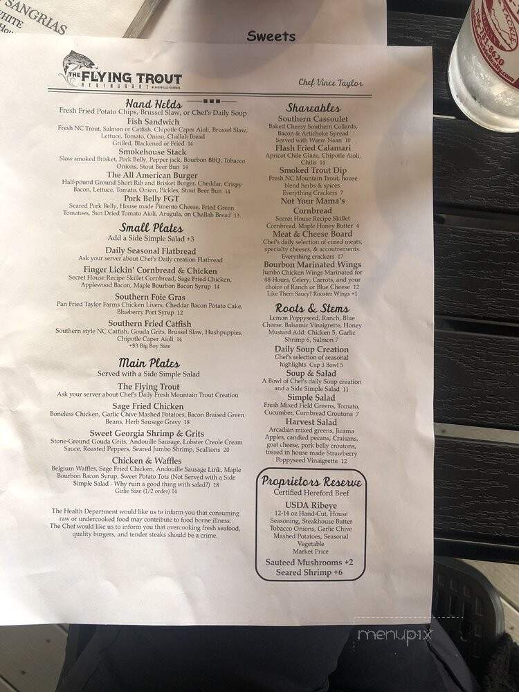 The Flying Trout Restaurant - Blairsville, GA menu_pic