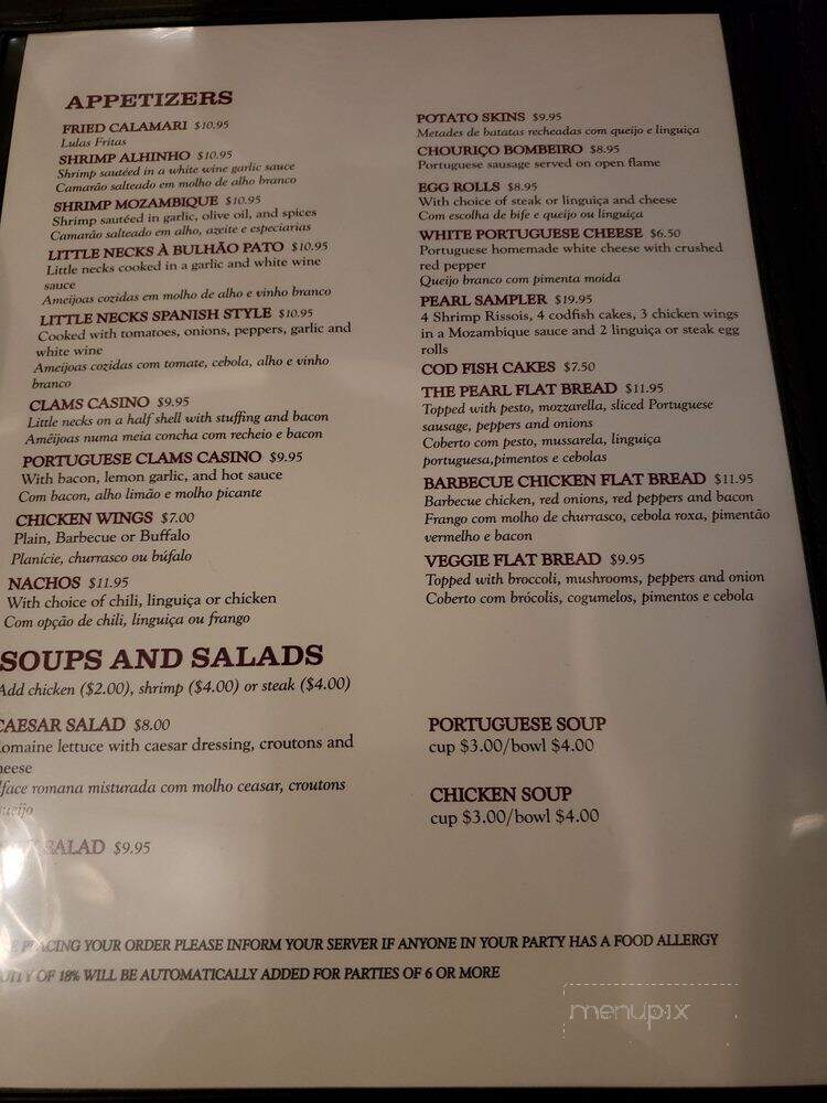 The Pearl - Taunton, MA menu_pic