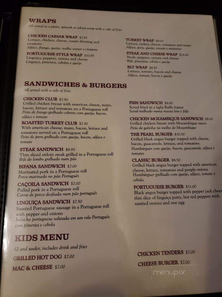 The Pearl - Taunton, MA menu_pic