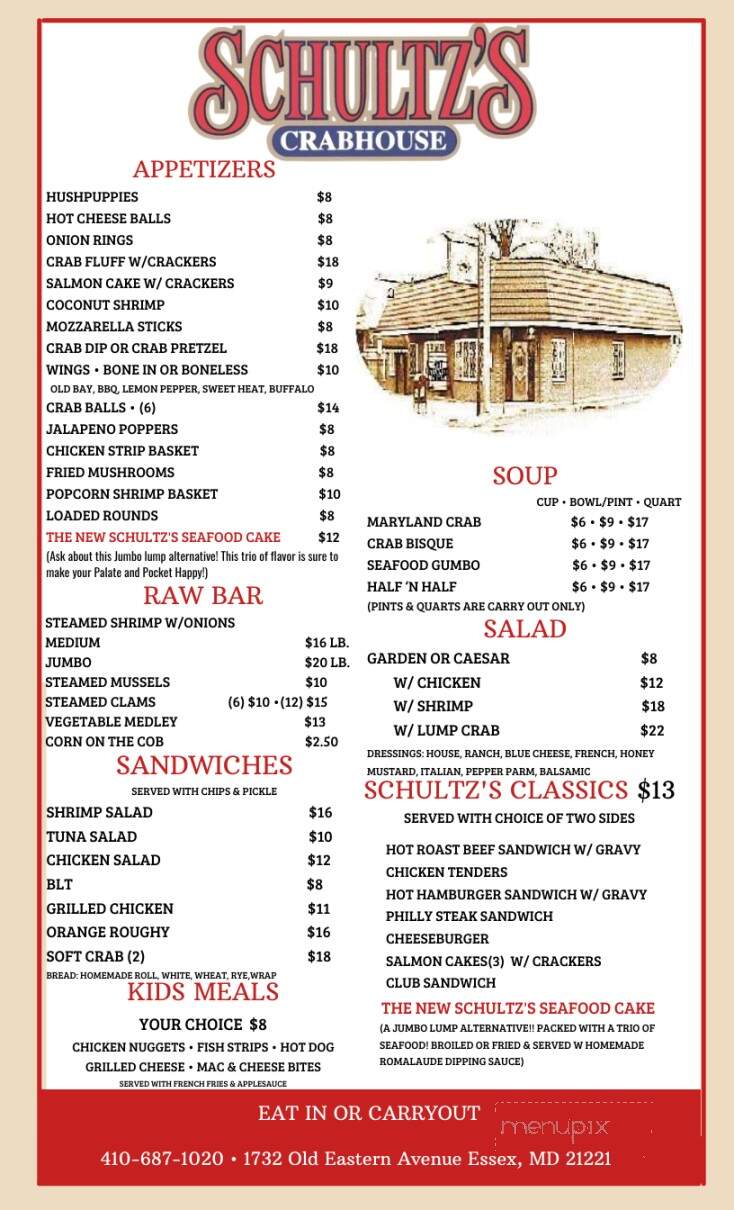 Schultz's Crab House - Essex, MD menu_pic