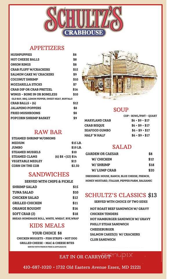 Schultz's Crab House - Essex, MD menu_pic