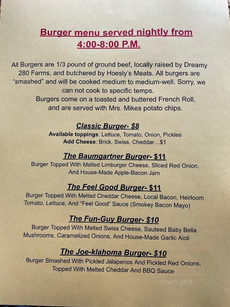 Baumgartner Cheese Store & Tavern - Monroe, WI menu_pic