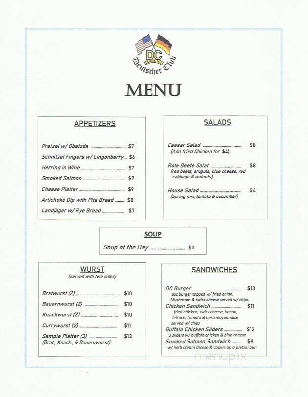 Deutscher Club of Clark - Clark, NJ menu_pic
