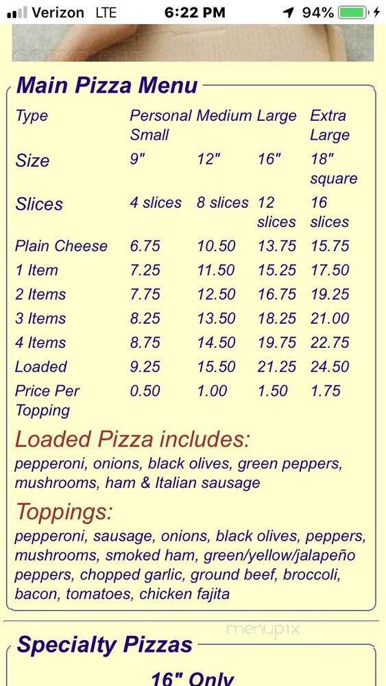 Guido's Pizzeria - Tupper Lake, NY menu_pic