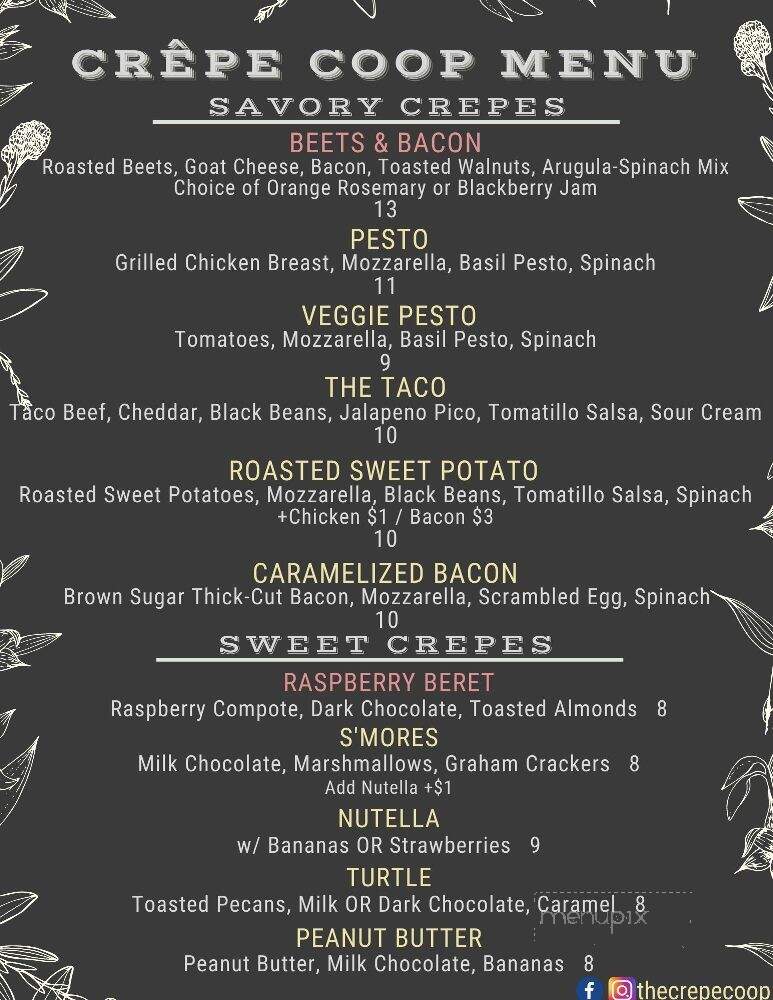 Crepe Coop Food Truck - Little Rock, AR menu_pic