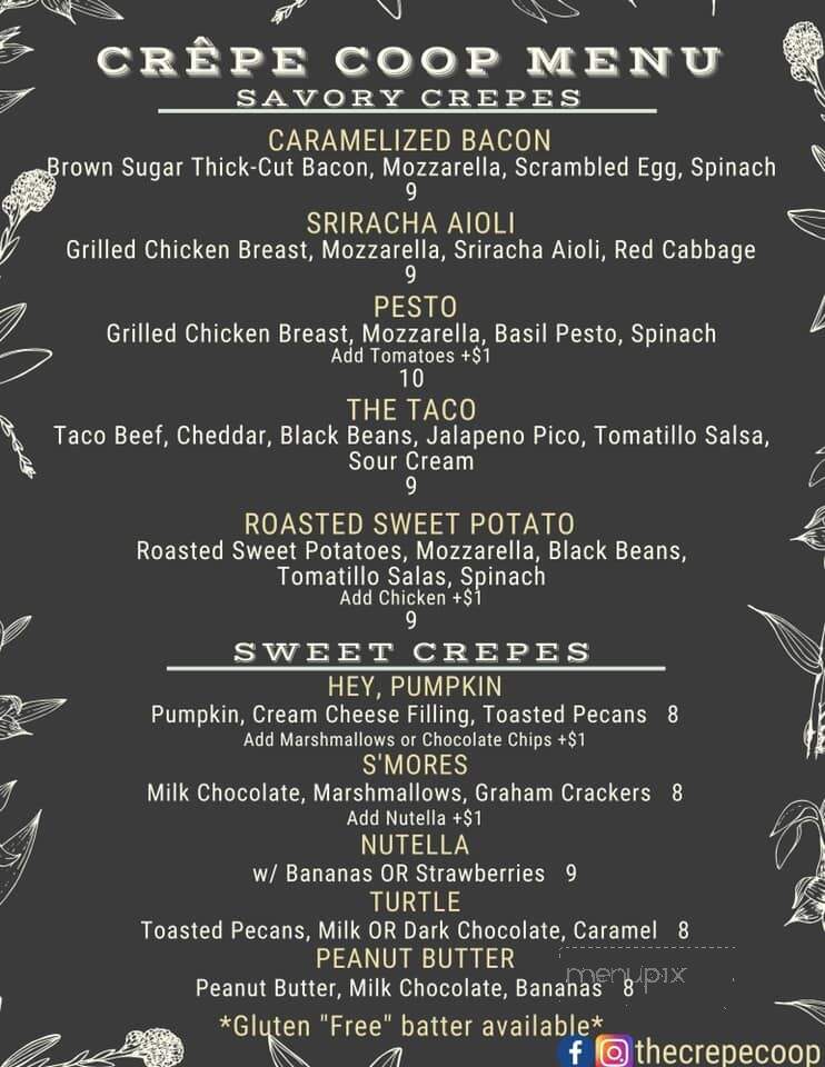 Crepe Coop Food Truck - Little Rock, AR menu_pic
