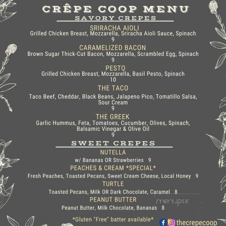 Crepe Coop Food Truck - Little Rock, AR menu_pic