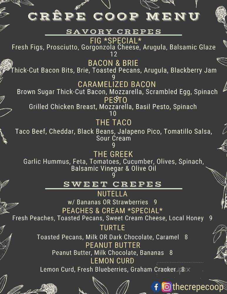 Crepe Coop Food Truck - Little Rock, AR menu_pic