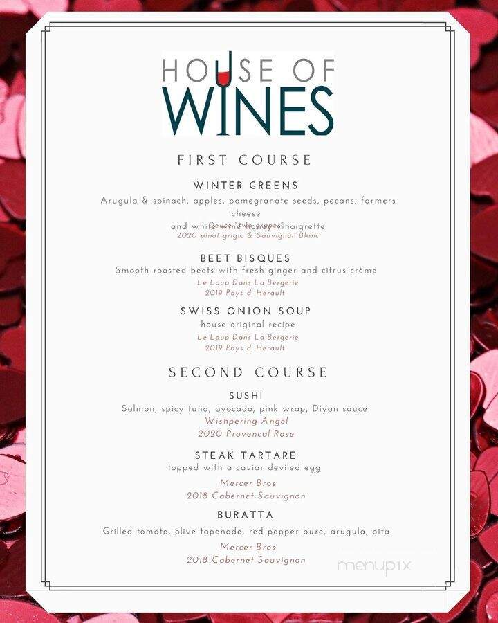 House Of Wines & Dining - Marietta, OH menu_pic
