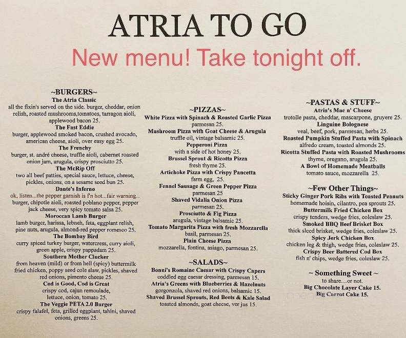 Atria - Edgartown, MA menu_pic