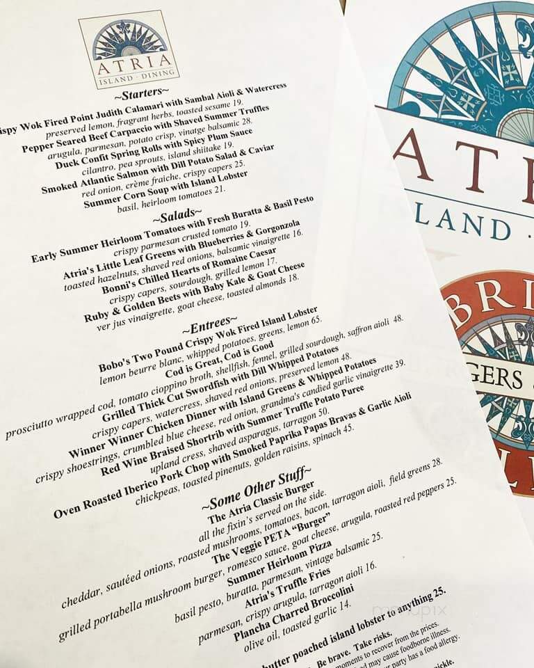 Atria - Edgartown, MA menu_pic
