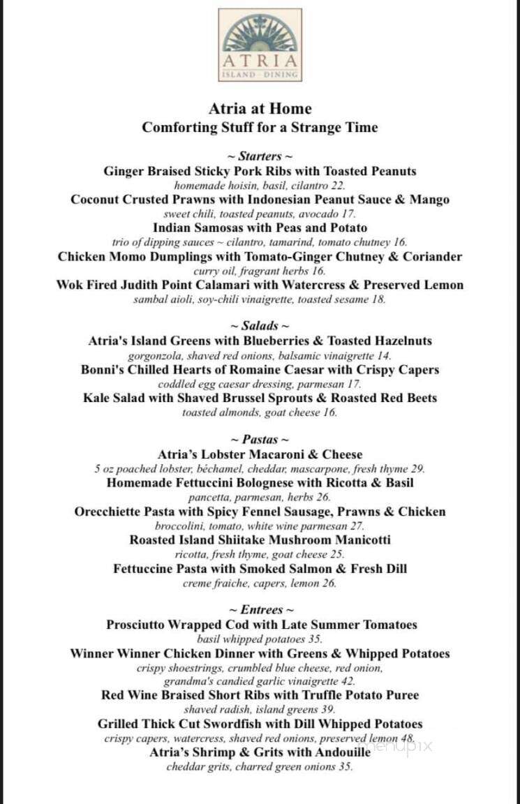 Atria - Edgartown, MA menu_pic