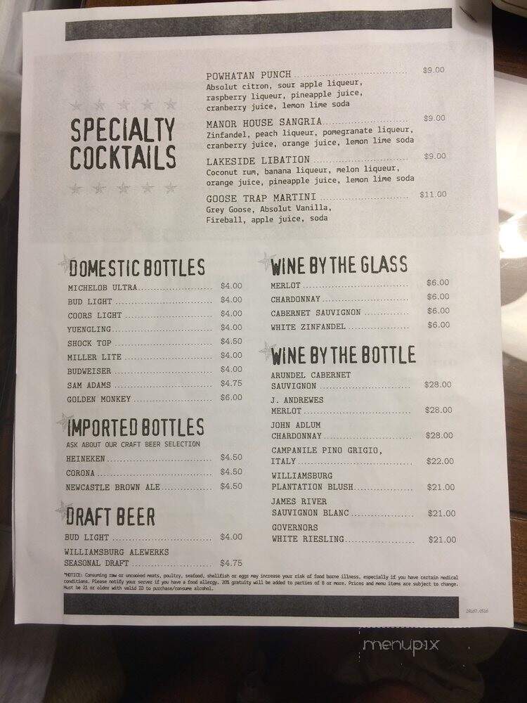 Powhatan Grille - Williamsburg, VA menu_pic