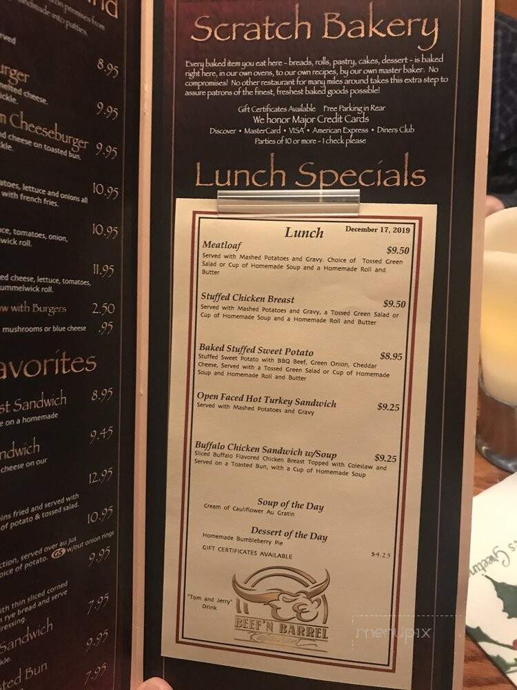 Beef-N-Barrel Restaurant - Olean, NY menu_pic