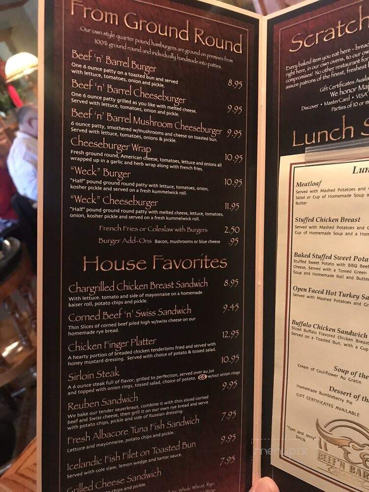 Beef-N-Barrel Restaurant - Olean, NY menu_pic