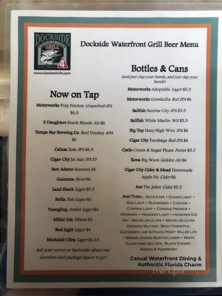 Dockside Waterfront Grill - Venice, FL menu_pic