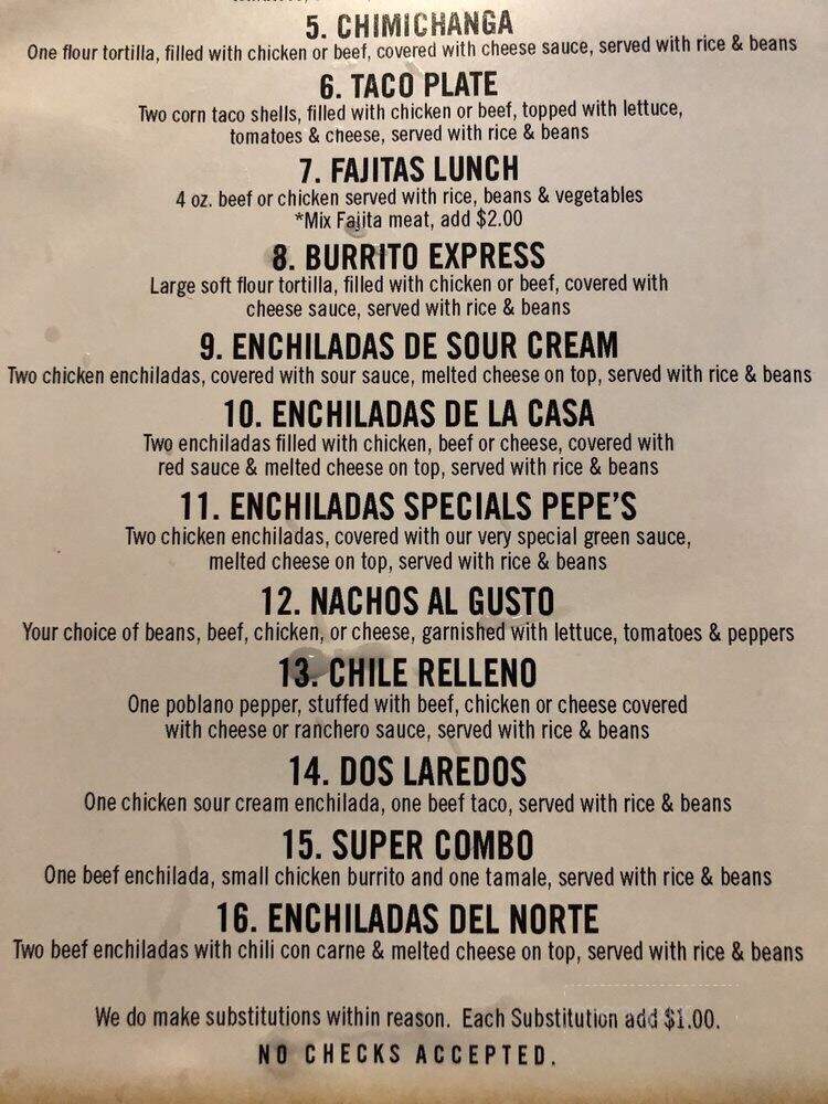 Pepe's Mexican Restaurant - Haughton, LA menu_pic