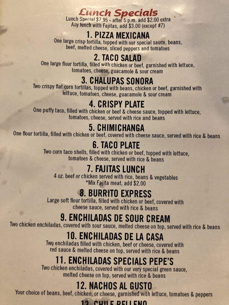 Pepe's Mexican Restaurant - Haughton, LA menu_pic