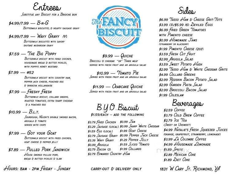 The Fancy Biscuit - Richmond, VA menu_pic