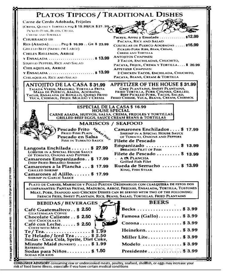 Antigua Guatemala Cafeteria - Miami, FL menu_pic