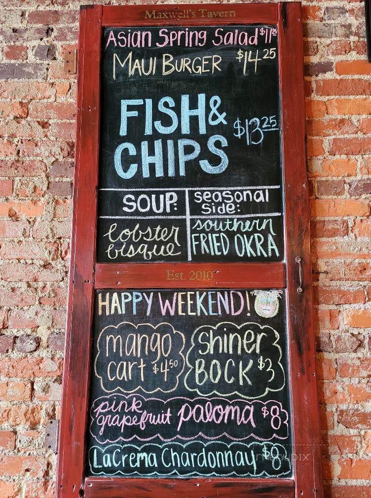 Maxwell's Tavern - Waxhaw, NC menu_pic