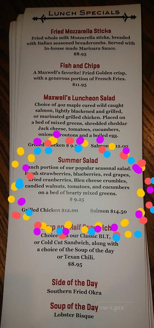 Maxwell's Tavern - Waxhaw, NC menu_pic