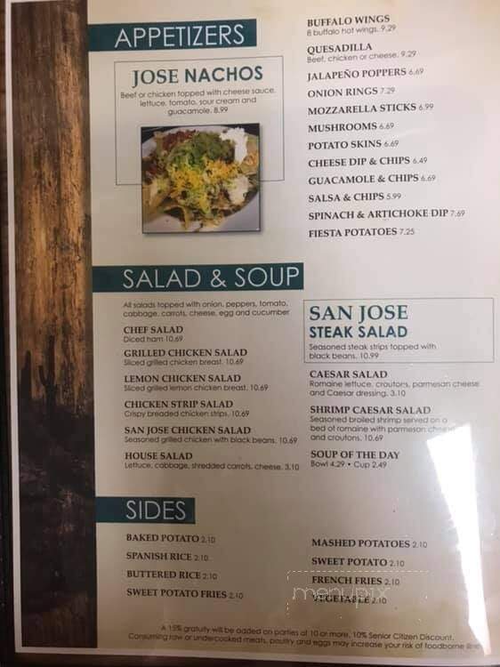San Jose Steakhouse - Saint Joseph, MO menu_pic