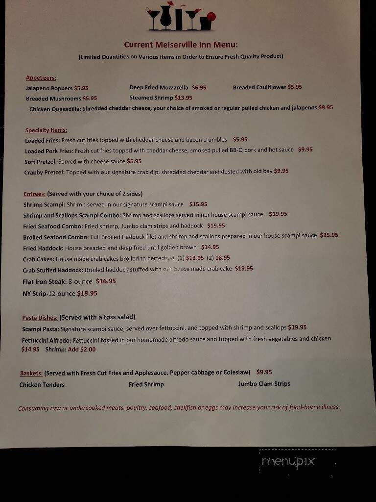 Meiserville Inn - Mount Pleasant Mills, PA menu_pic