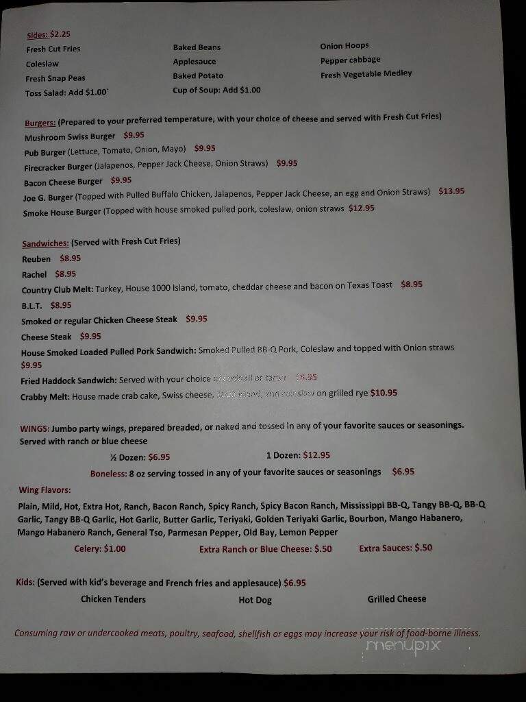 Meiserville Inn - Mount Pleasant Mills, PA menu_pic