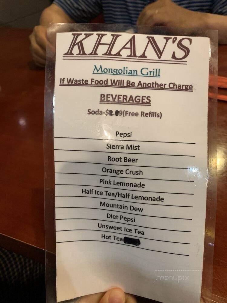 Khan's Mongolian Grill & Bar - East Stroudsburg, PA menu_pic