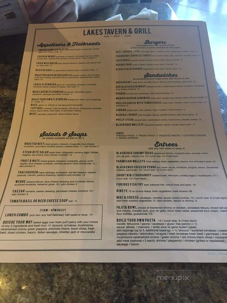 Lakes Tavern Grill - Woodbury, MN menu_pic