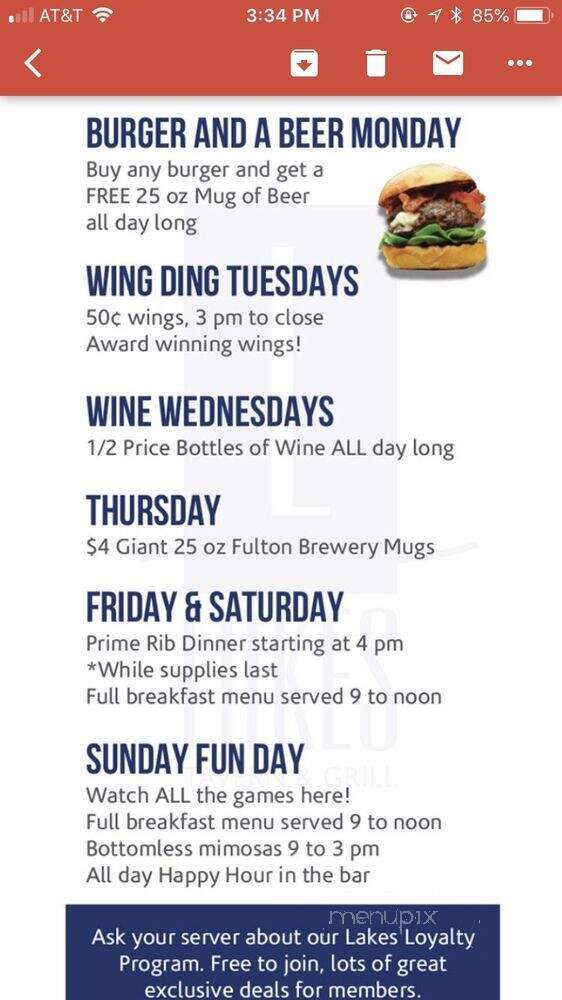 Lakes Tavern Grill - Woodbury, MN menu_pic